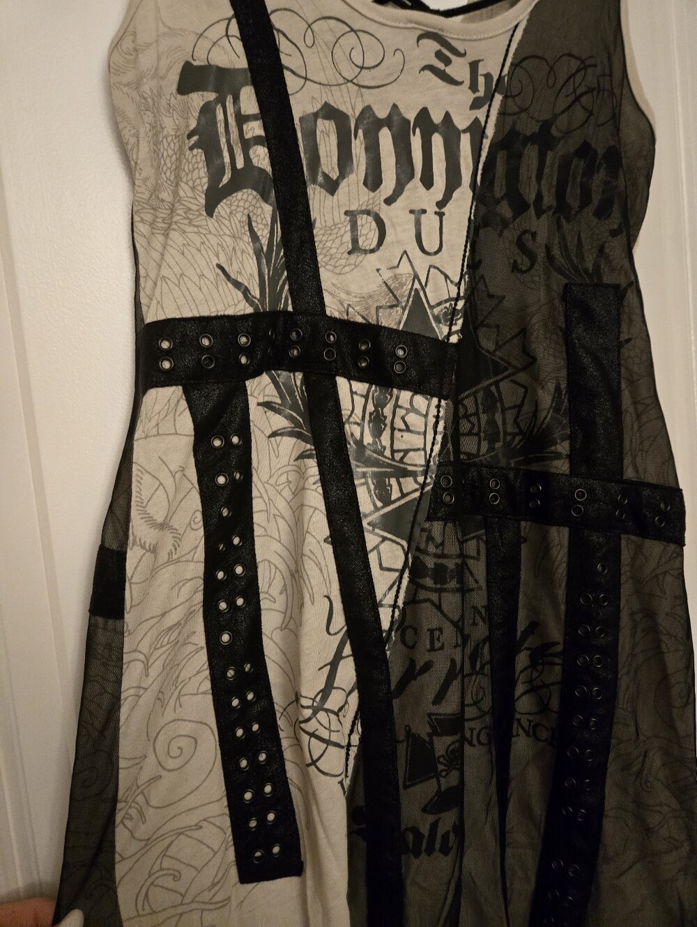 Salvage Cream and Black Studded Graphic Mini Dress - Picture 5 of 9